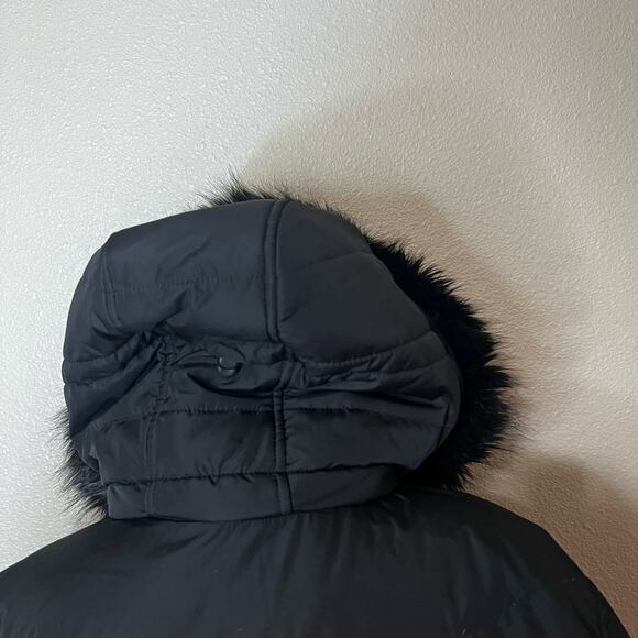 Lands' End Max 600 Down Puffer Jacket in black removable faux-fur hood 2X PLUS - Picture 6 of 9